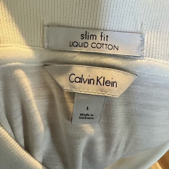 Calvin Klein Men’s Slim Fit White Polo Shirt Size L - Picture 3 of 6